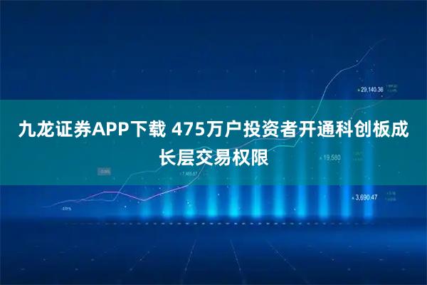 九龙证券APP下载 475万户投资者开通科创板成长层交易权限
