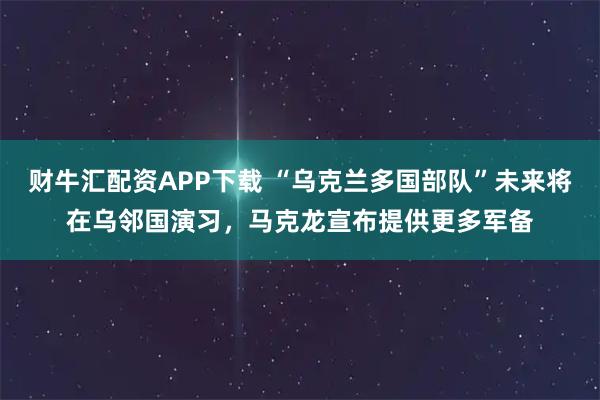 财牛汇配资APP下载 “乌克兰多国部队”未来将在乌邻国演习，马克龙宣布提供更多军备